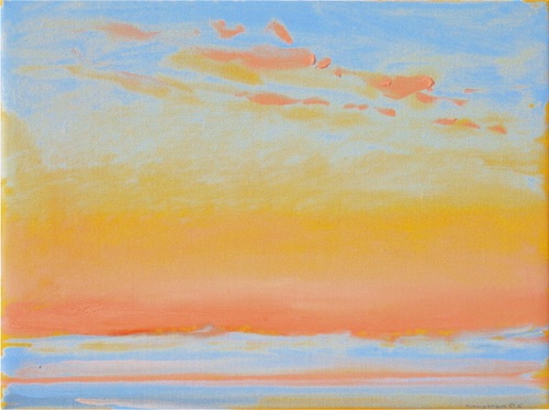 Yellow Glow - Sunrise, 9" x 12", oil on linen, 2006, private collection.